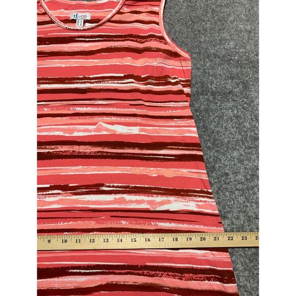 D & Co. Maxi Tank Dress Women Size L Pink Striped Stretch Slit Sleeveless Modest - Picture 10 of 13